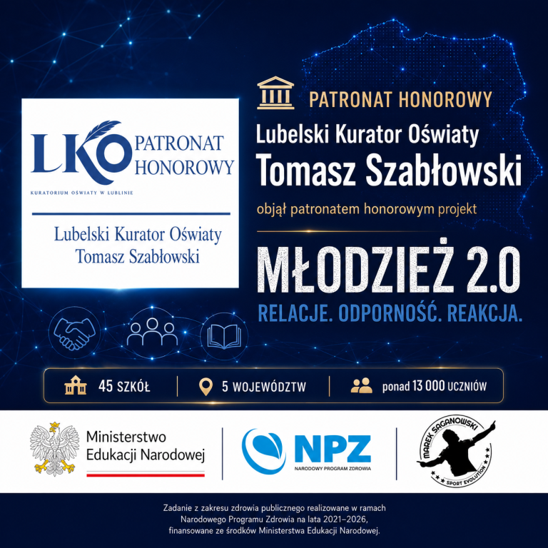 Patronat Honorowy dla projektu „Młodzież 2.0 – Relacje. Odporność. Reakcja”